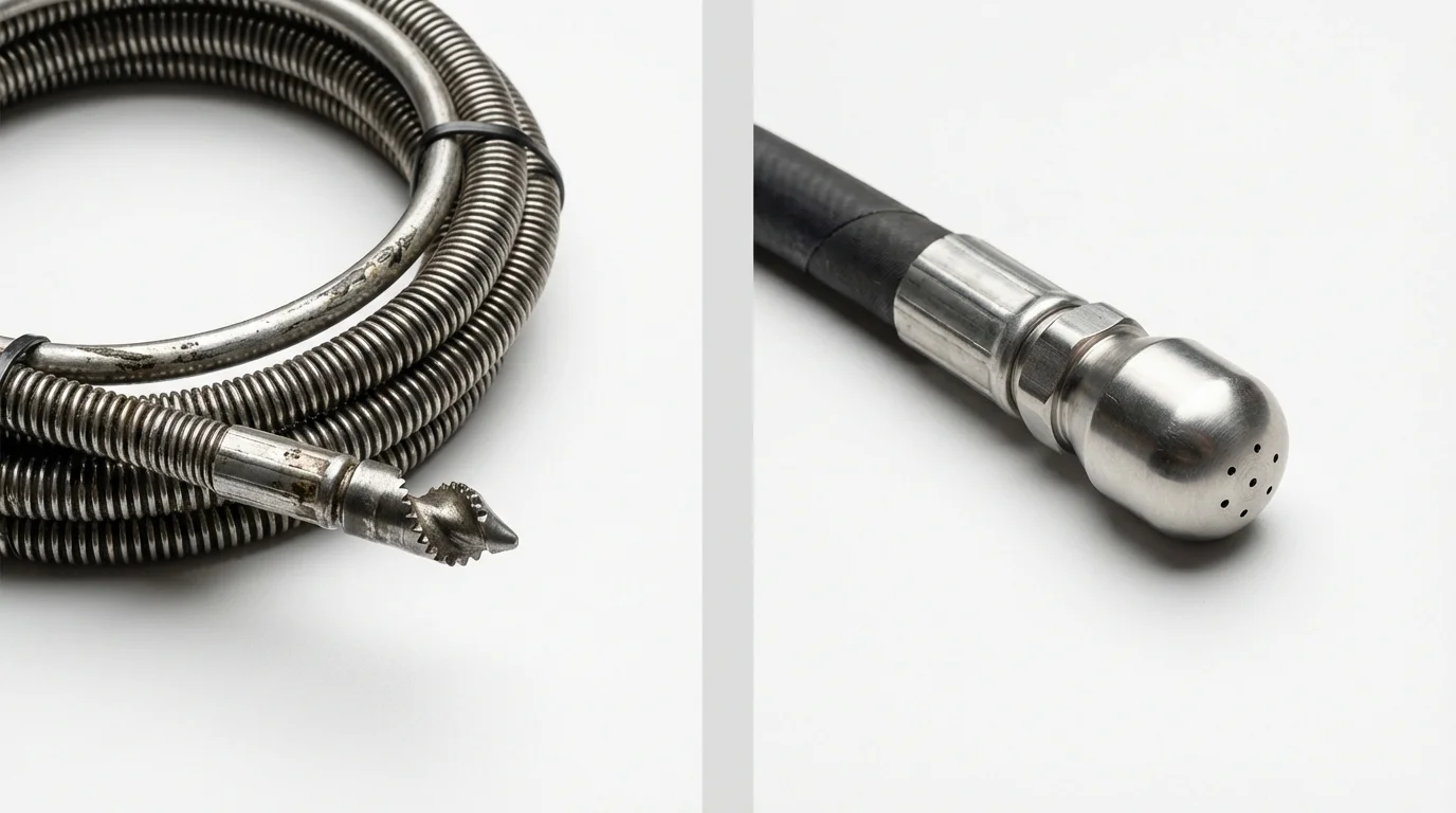 Drain snake cable and hydro jetting nozzle used for drain cleaning in Wurtsboro, NY