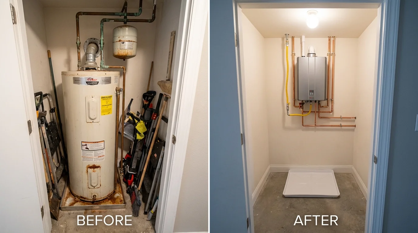 Tank water heater versus wall-mounted tankless unit comparison for Wurtsboro, NY homeowners