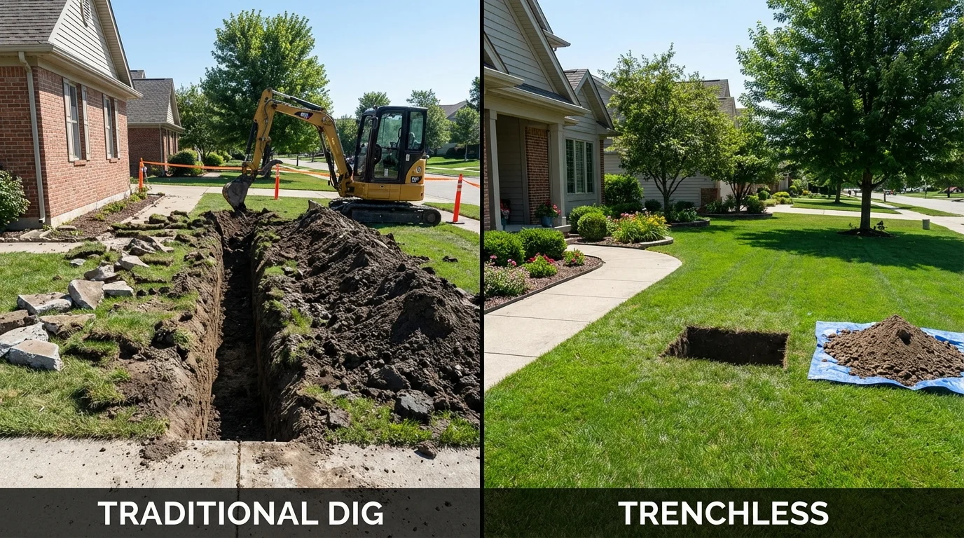 Trenchless sewer repair with minimal yard damage versus traditional excavation in Wurtsboro, NY